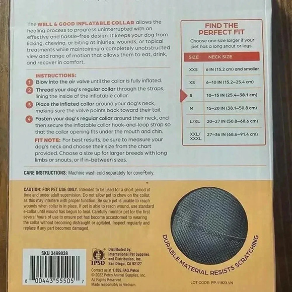 Well & Good Inflatable Collar for Dogs - Size Small - Picture 4 of 4